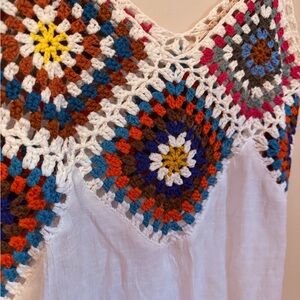 Colorful Crochet Detail Cover-up Dress.